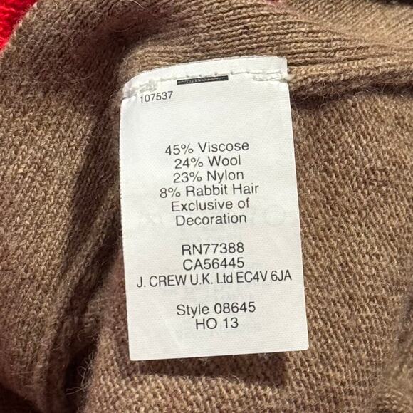 J Crew Sweater Wool Rabbit Elbow Patch Preppy Academia Buttons Red Brown XXS - Picture 6 of 10